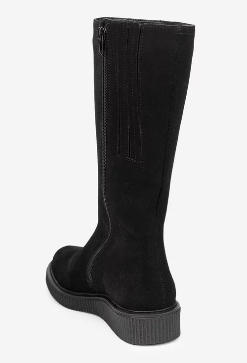 Cizme dama din piele intoarsa neagra