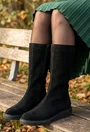 Cizme dama din piele intoarsa neagra