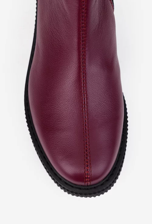 Cizme dama din piele naturala bordo