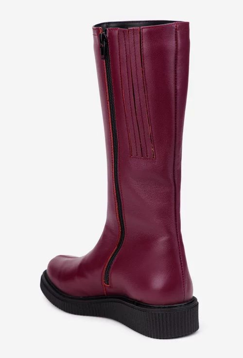 Cizme dama din piele naturala bordo