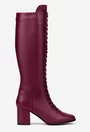 Cizme dama din piele naturala bordo cu toc