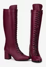 Cizme dama din piele naturala bordo cu toc