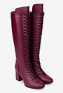 Cizme dama din piele naturala bordo cu toc