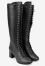 Cizme dama din piele naturala neagra cu toc