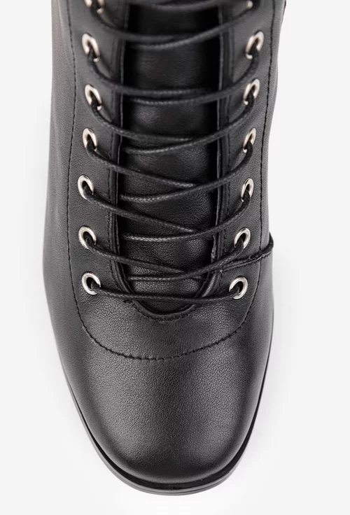 Cizme dama din piele naturala neagra cu toc