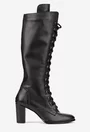 Cizme dama din piele naturala neagra cu toc