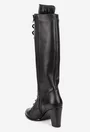 Cizme dama din piele naturala neagra cu toc