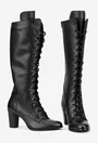 Cizme dama din piele naturala neagra cu toc