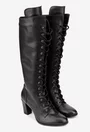 Cizme dama din piele naturala neagra cu toc
