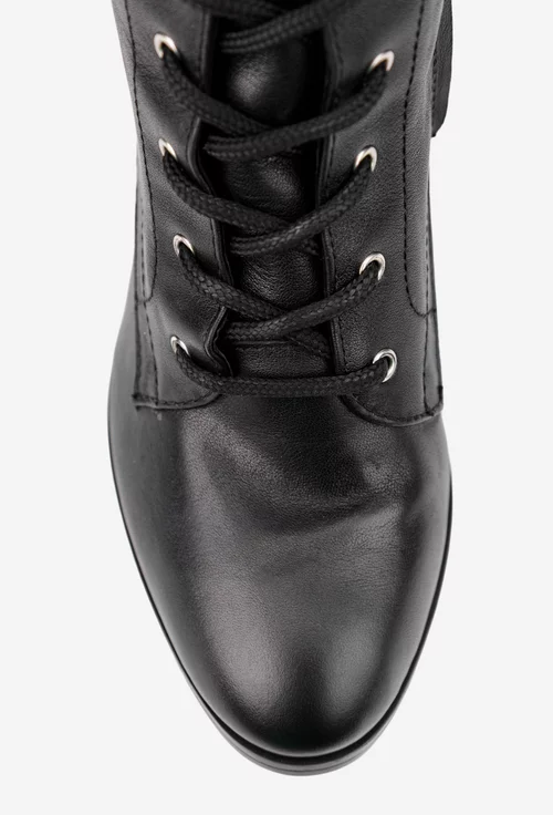 Cizme dama din piele naturala neagra cu toc