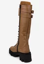 Cizme dama din piele texturata taupe