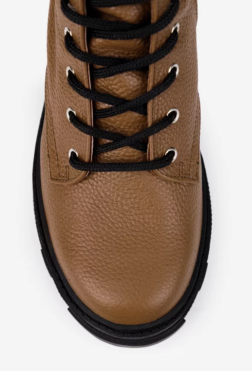 Cizme dama din piele texturata taupe