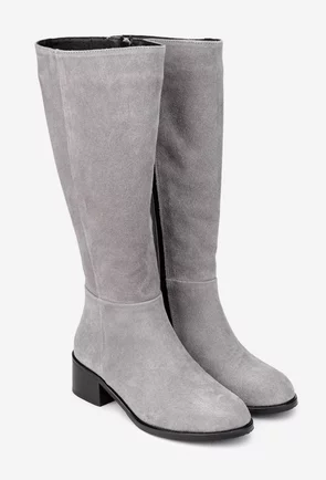 Cizme dama gri din piele intoarsa