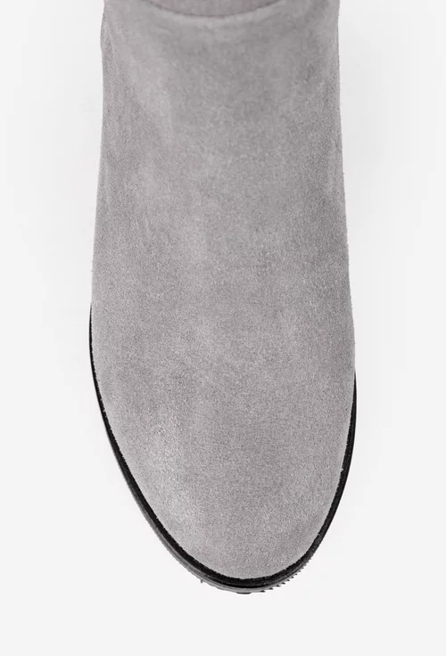 Cizme dama gri din piele intoarsa