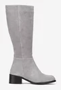 Cizme dama gri din piele intoarsa