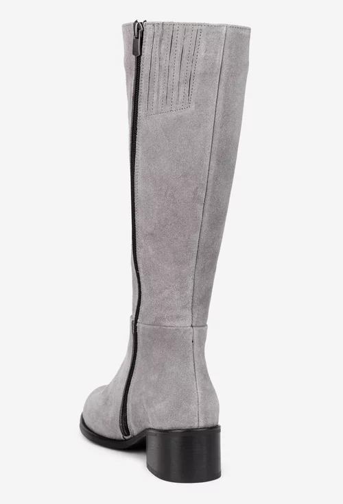 Cizme dama gri din piele intoarsa