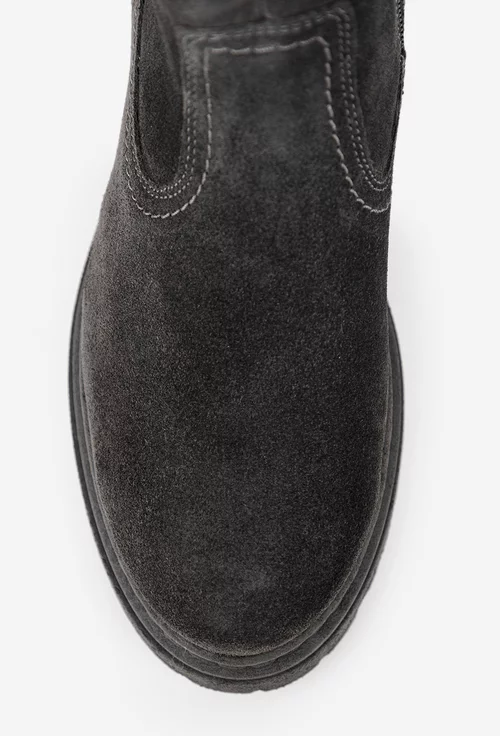 Cizme dama gri din piele intoarsa