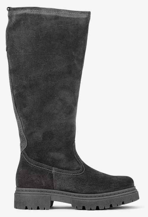 Cizme dama gri din piele intoarsa