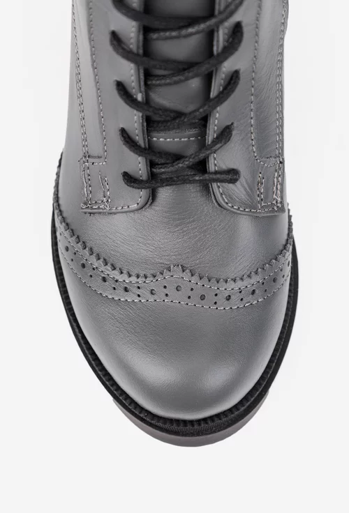 Cizme dama gri din piele naturala