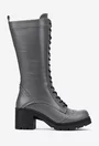 Cizme dama gri din piele naturala