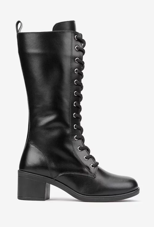 Cizme dama negre din piele naturala