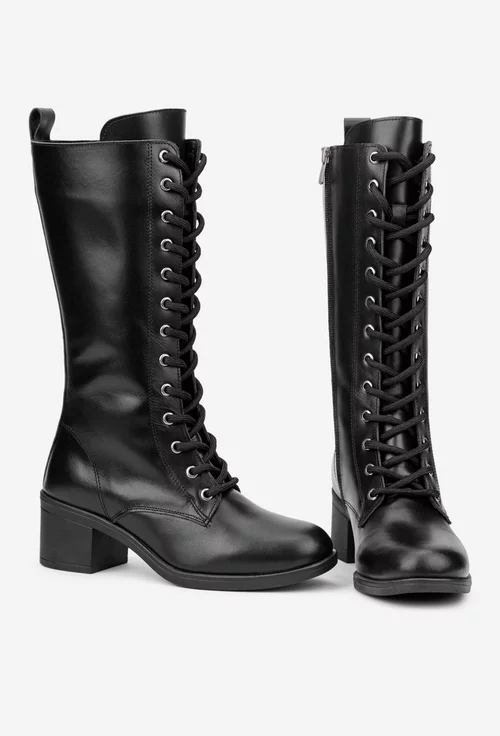 Cizme dama negre din piele naturala