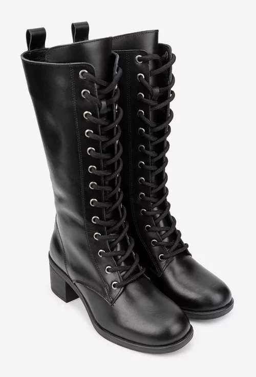 Cizme dama negre din piele naturala