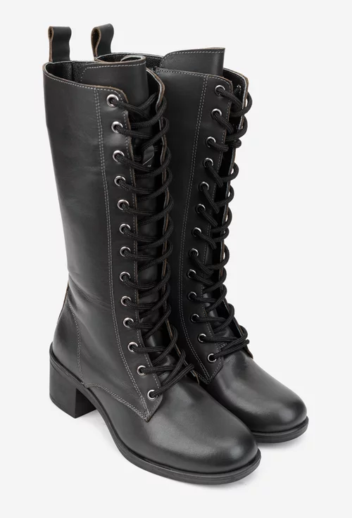 Cizme dama kaki din piele naturala