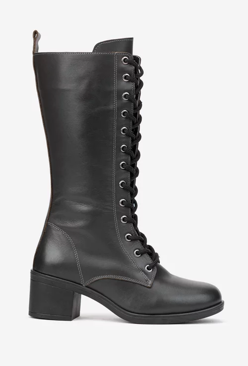 Cizme dama kaki din piele naturala