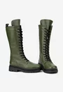Cizme dama kaki din piele texturata
