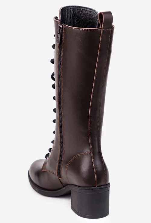 Cizme dama maro din piele naturala