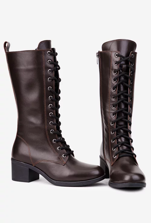 Cizme dama maro din piele naturala