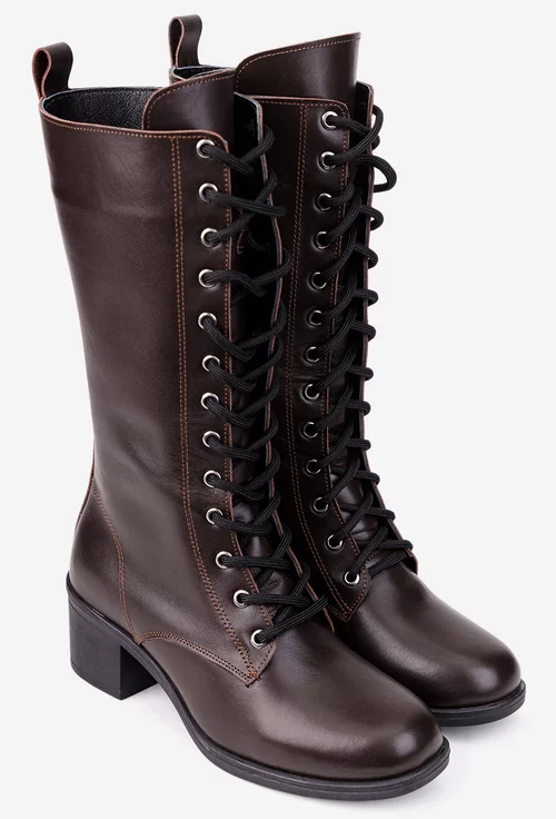 Cizme dama maro din piele naturala