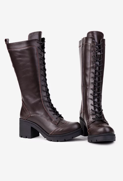 Cizme dama maro din piele naturala