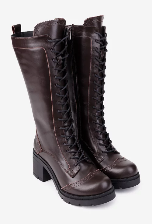 Cizme dama maro din piele naturala