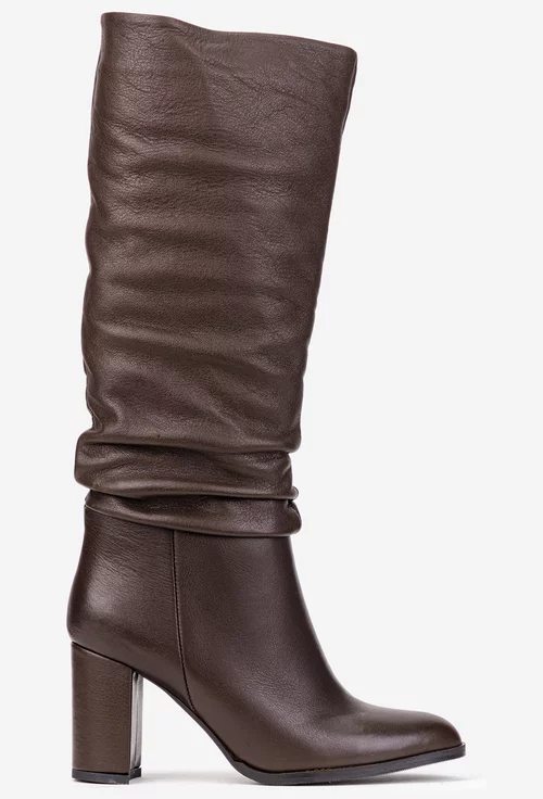 Cizme dama maro din piele naturala