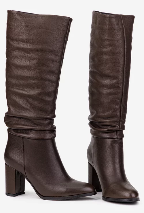 Cizme dama maro din piele naturala