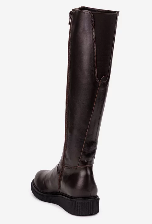 Cizme dama maro inchis din piele naturala