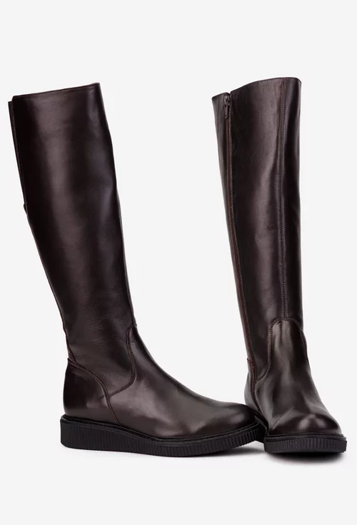 Cizme dama maro inchis din piele naturala