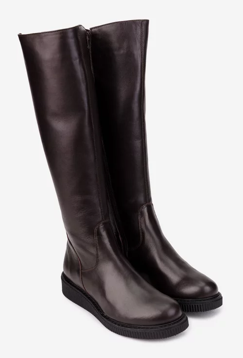 Cizme dama maro inchis din piele naturala