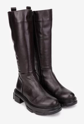 Cizme dama maro inchis din piele naturala