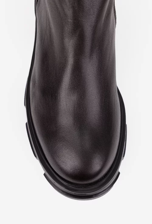 Cizme dama maro inchis din piele naturala