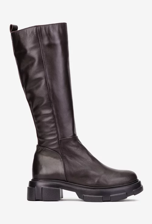 Cizme dama maro inchis din piele naturala