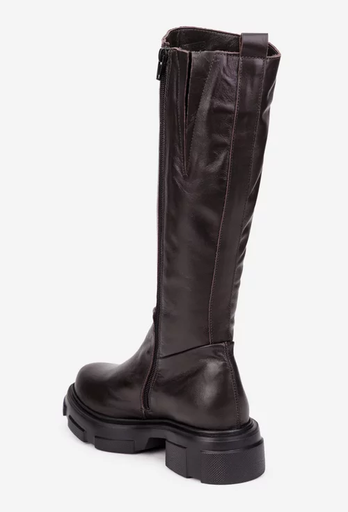 Cizme dama maro inchis din piele naturala