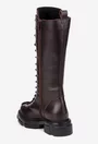 Cizme dama maro inchis din piele naturala cu siret in fata