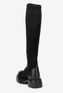 Cizme dama negre din material textil si piele