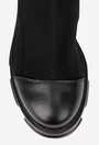 Cizme dama negre din material textil si piele