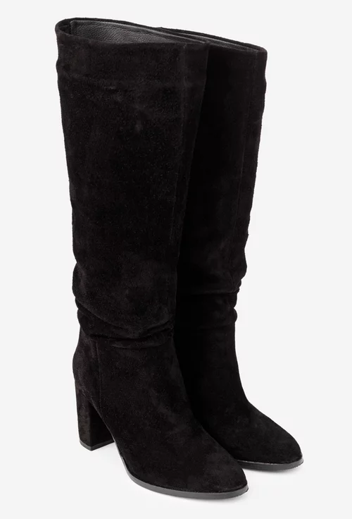 Cizme dama negre din piele intoarsa