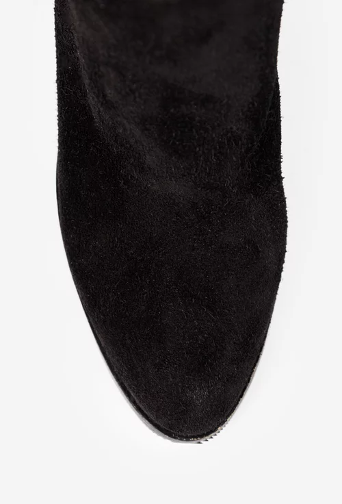 Cizme dama negre din piele intoarsa