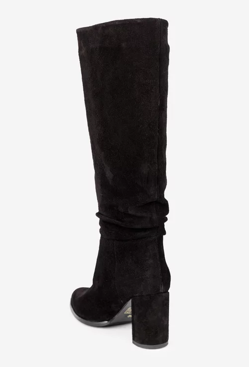 Cizme dama negre din piele intoarsa